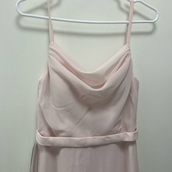 Azazie Size A4 Blush Pink long Sleeveless Gown $190 - Picture 12 of 16